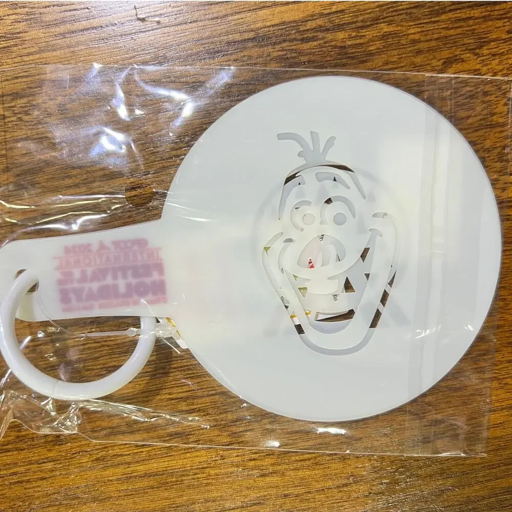 NWT Disney Epcot Festival of the Holidays Coffee Stencils Olaf & Spaceship Earth
